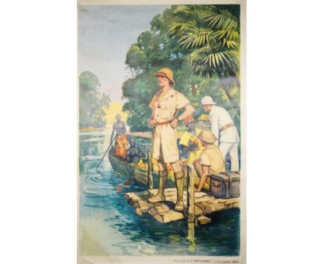 Maurice Toussaint, rare pre-printed poster depicting troops from the colonies, lithograph in colours,'Imprimerie, E.Bonnardel