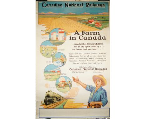 Two posters; Frank Mann; Canadian National Railway Immigration, circa 1930, lithograph in colours, 101cm x 63cm rolled, (2).