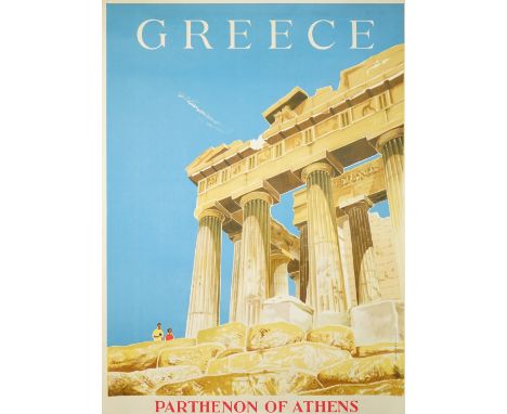 Sharland- Negus 'Greece 'Parthenon of Athens', circa 1952, lithograph in colours printed by M.Pecilvanidis &amp; Co, Athens, 