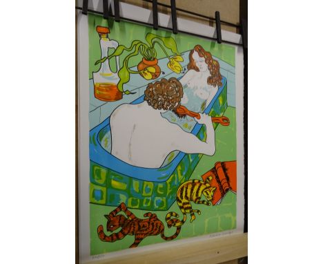 Edwina Sandy's (British B.1938), couple in a bath, lithograph in colours, Ltd edition, (x5) 65/250, 244/250, 246/250, 247/250