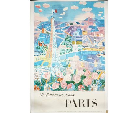 After Raoul Dufy, Le Printemps en France Paris, French tourism poster, circa 1958, lithograph in colours, 99cm x 63cm, laid t