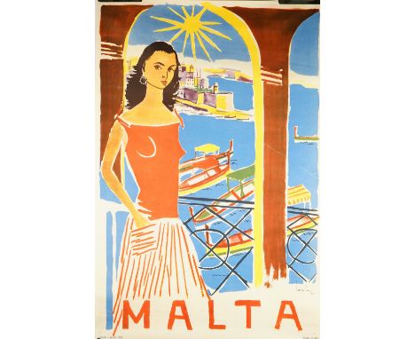 Cremona, Malta two tourism posters, circa 1955/56, lithograph in colours Novara 1956 to bottom left corner, both 77cm x 51cm,