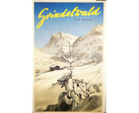E.Schudel, Grindelwald, Switzerland, Swiss tourism poster, circa 1960, lithograph in colours, 103cm x 64cm, laid to linen.