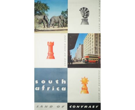 'South Africa, Land of Contrast', tourism poster, circa 1960, lithograph in colours printed in Holland by Rotogravine, Leiden