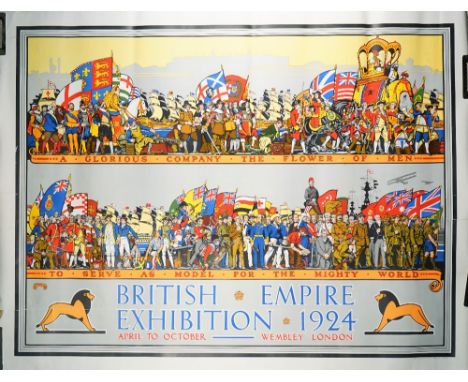 Richard Cooper 'British Empire Exhibition 1924' lithograph in colours, John Waddington, Leeds &amp; London, 109cm x 84cm, rol