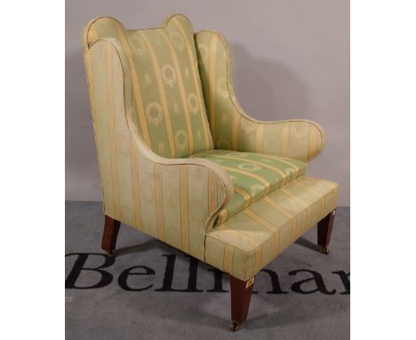 An Edwardian mahogany framed arch back armchair on tapering square supports, 64cm wide x 86cm high.  A1