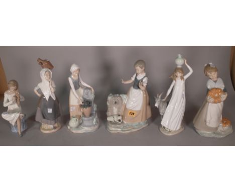 Nao; a group of six 20th century ceramic figures, the tallest 30cm high, (6). S1M