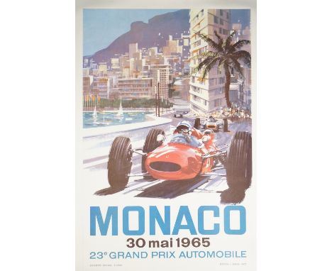 Michael Turner 'Monaco Grand Prix', 1965, lithograph in colours, 60cm x 39.5cm, laid to linen.