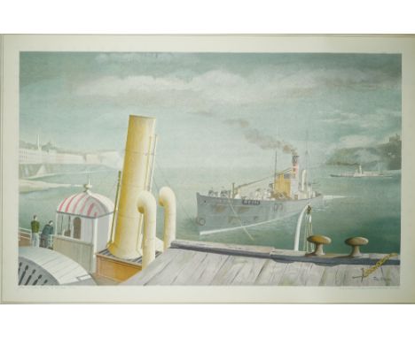 Ten copies ; Felix Kelly, 'Drifter &amp; Paddle Steamers' lithograph in colours printed by the Baynard Press for School print