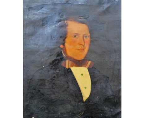 English Provincial School (19th Century), Portrait of a Gentleman, oil on canvas, unframed, 60 x 50.5 cm. D1