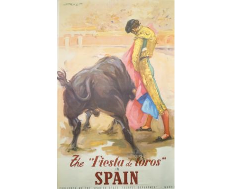 Jose Reus (1912-2003), The Fiesta de Torres, Spain, lithograph in colours by Fournier Vitora, 99cm x 62cm rolled.