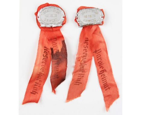 A lot to include; German bed board marked DRK Kassel 1943, two ‘In Memory of My Service’ white metal rosettes, a souvenir of 