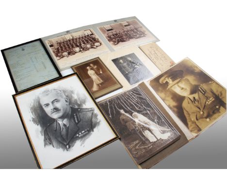 A WW1 military lot related to D. H. Pratt to include; framed exam result sheet for admission to the Staff Colleges at Camberl