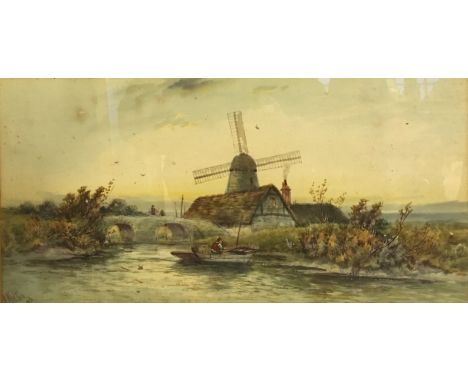 J. WILTON. Pair of framed, signed, watercolours on paper, rural landscape scenes, together with a pair of framed, unsigned, w