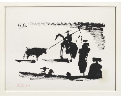 Pablo Picasso (1881 Málaga - 1973 Mougins) nach"Corrida - Avant la pique". OriginaltitelPochoir-Lithographie/Arches, 1967/75.