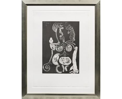 Pablo Picasso (1881 Málaga - 1973 Mougins)"Buste de femme"/"Nu au fauteuil". OriginaltitelAquatint/Papier, 1966. Sign. in Ble