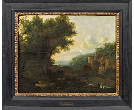 Frederik de Moucheron (1633 Emden - 1686 Amsterdam)Südliche Berglandschaft mit HirtenBlick auf eine arkadische, italienische 