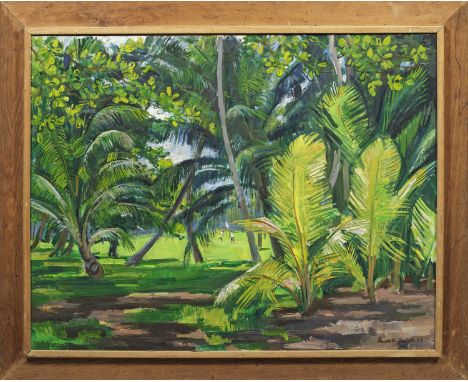 Rudolf Jacobi (1889 Mühlhausen/Thür. - 1972 München)Südliche Landschaft mit PalmenExpressionistisches Werk Jacobis, der zu de