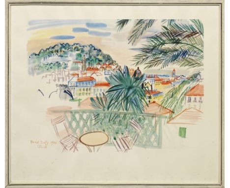 Raoul Dufy (1877 Le Havre - 1953 Forcalquier)Ansicht von NizzaFarblithographie oder -lichtdruck/Papier. L. u. im Druck sign. 