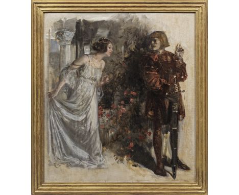 Carl von Marr (1858 Milwaukee - 1936 München)"Der Rechte". OriginaltitelMärchenhafte Szene mit Hofdame bzw. Prinzessin ("Frau