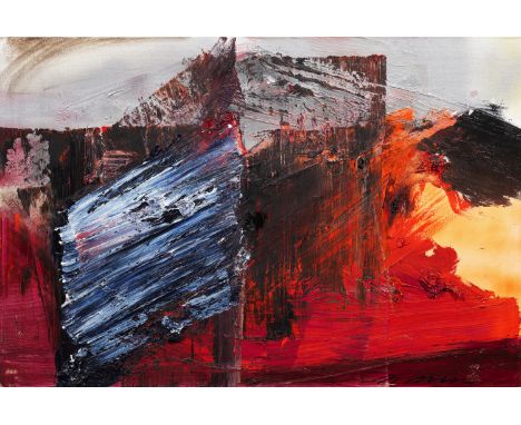 Maria Moser (Geb. 1947 Frankenburg am Hausruck. Tätig ebenda)"Transform". OriginaltitelAbstrakte Komposition mit großen Farbf