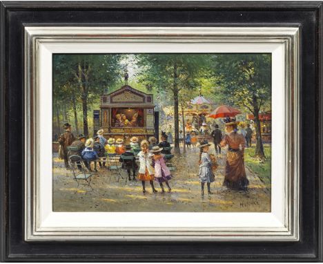 Detlev Nitschke (Geb. 1935 Berlin. Ansässig in Göttingen)Kindervergnügen im Jardin du Luxembourg in ParisVielfigurige Szene m