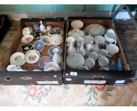 Two boxes containing a large quantity of decorative ceramics, to include: Wedgwood Jasperware, Wedgwood Kutani Crane items, a