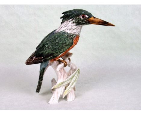 A large Gobel ceramic figurines of a kingfisher, mounted on naturalistic base, no. 1970, 24.5cm.