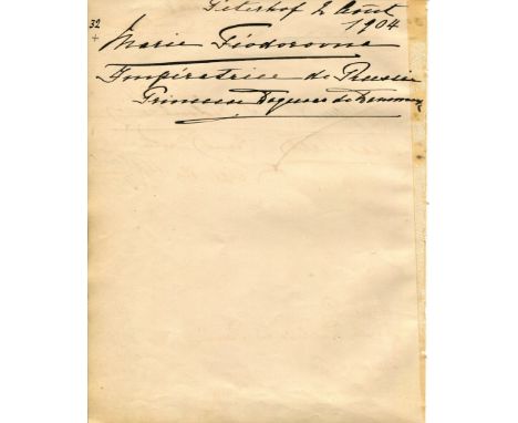 RUSSIA: A good, small selection of four 8vo pages removed from an album bearing seventeen signatures, to the rectos and verso