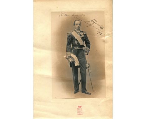 ALFONSO XIII: (1886-1941) King of Spain 1886-1931. Signed and inscribed 7.5 x 10.5 photograph `Alfonso RH´, showing the young