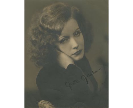 GARBO GRETA: (1905-1990) Swedish-American actress, Academy Award winner. A wonderful, early vintage signed 10 x 13 photograph