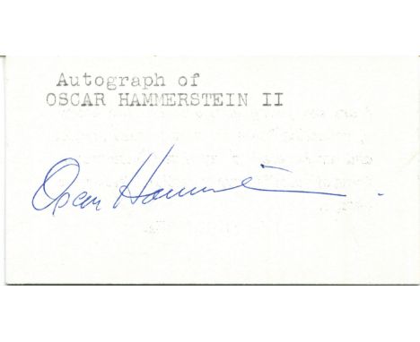 RODGERS &amp; HAMMERSTEIN: RODGERS RICHARD (1902-1979) &amp; HAMMERSTEIN OSCAR (1895-1960) American composer and lyricist of 