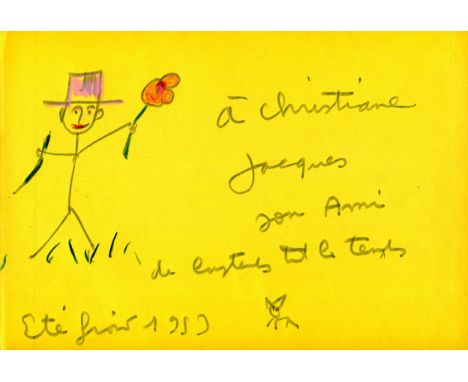 PREVERT JACQUES: (1900-1977) French Poet. A very attractive signed and inscribed book with sketch, an oblong 10 x 7 hard cove