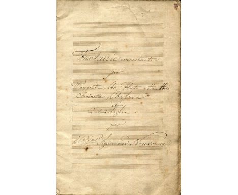 NEUKOMM SIGISMUND VON: (1778-1858) Austrian composer and pianist. A fine, highly attractive autograph musical manuscript sign