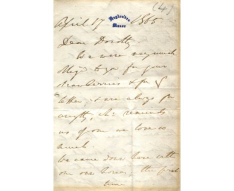 DISRAELI BENJAMIN: (1804-1881) British Prime Minister 1868, 1874-80. A.L.S., with his initial D and subscription ('Adieu! dea