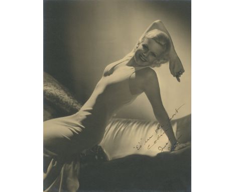 HARLOW JEAN: (1911-1937) American actress & sex symbol. An exceptionally exquisite vintage signed and inscribed sepia 9.5 x 1