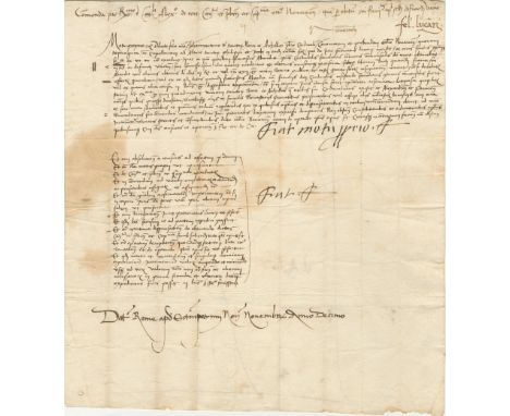 Exceptionally rare letter by the most famous (or infamous) Borgia Pope of the Renaissance ALEXANDER VI: (1431-1503) Pope of t
