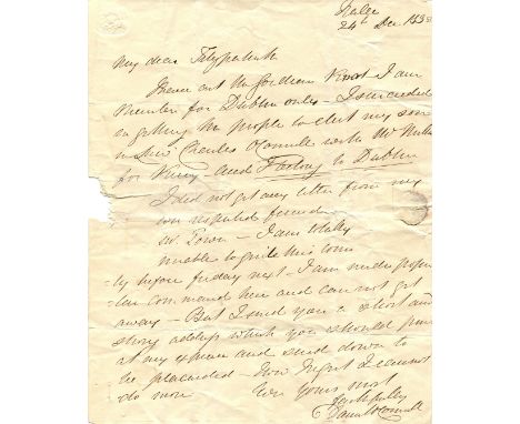 ‘I belong to Dublin’ O'CONNELL DANIEL: (1775-1847) Irish political leader. A good A.L.S., Daniel O'Connell, one page, 4to, Tr