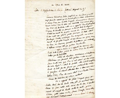 FLAUBERT GUSTAVE: (1821-1880) French novelist. A significant autograph manuscript, unsigned, three pages, folio, n.p., n.d. (