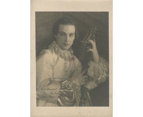 VALENTINO RUDOLPH: (1895-1926) Italian actor, a sex symbol of the 1920s. An excellent, large vintage signed 13.5 x 16.5 sepia