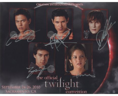 TWILIGHT: Signed colour 14 x 11 photograph by cast members of Twilight: New Moon (2009), comprising Bronson Pelletier (Jared 