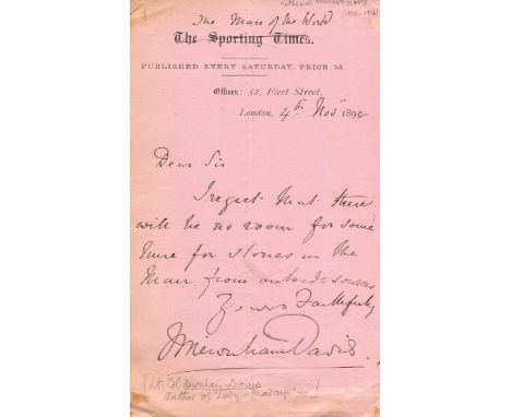 NEWNHAM-DAVIS NATHANIEL: (1854-1917) British Lieutenant Colonel and journalist, a food writer and gourmet who was the gastron