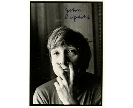 UPDIKE JOHN: (1932-2009) American novelist, poet &amp; short-story writer. Signed 4 x 6 postcard, the image (originally captu