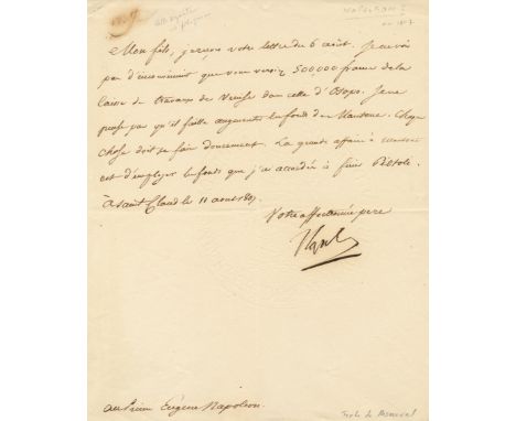 NAPOLEON I: (1769-1821) Emperor of France 1804-14, 1815. An excellent L.S., `Napol´, a bold and large good example signature,