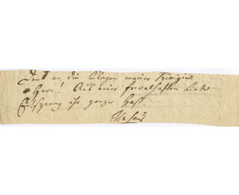 SCHILLER FRIEDRICH: (1759-1805) German Poet, Philosopher and Playwright. An extremely rare fragment of an autograph manuscrip