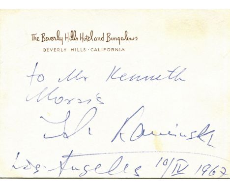 KAMINSKA IDA: (1899-1980) Polish actress and director, an Academy Award nominee. Blue ink signature ('Ida Kaminska') and insc