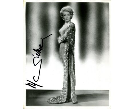 DIETRICH MARLENE: (1901-1992) German-born American actress and singer. Signed 8 x 10 photograph, a striking image of Dietrich