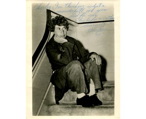 MARX HARPO: (1888-1964) American comedian, one of the Marx Brothers. A good vintage signed and inscribed 8 x 10 photograph of
