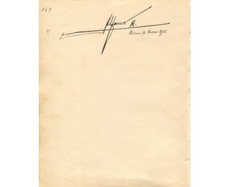 ALFONSO XIII: (1886-1941) King of Spain 1886-1931. A good dark fountain pen ink signature ('Alfonso R') on an 8vo page remove