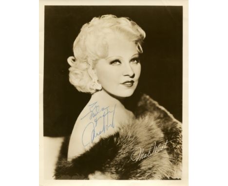 WEST MAE: (1893-1980) American actress &amp; sex symbol. Vintage signed and inscribed 8 x 10 photograph of the blonde actress